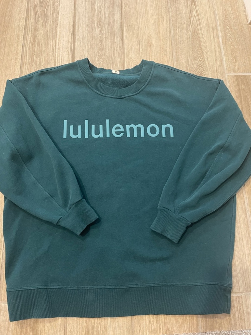 Lululemon Perfectly Oversized Fleece Crewneck Sweatshirt Storm Teal Sz 8 - Picture 5 of 10